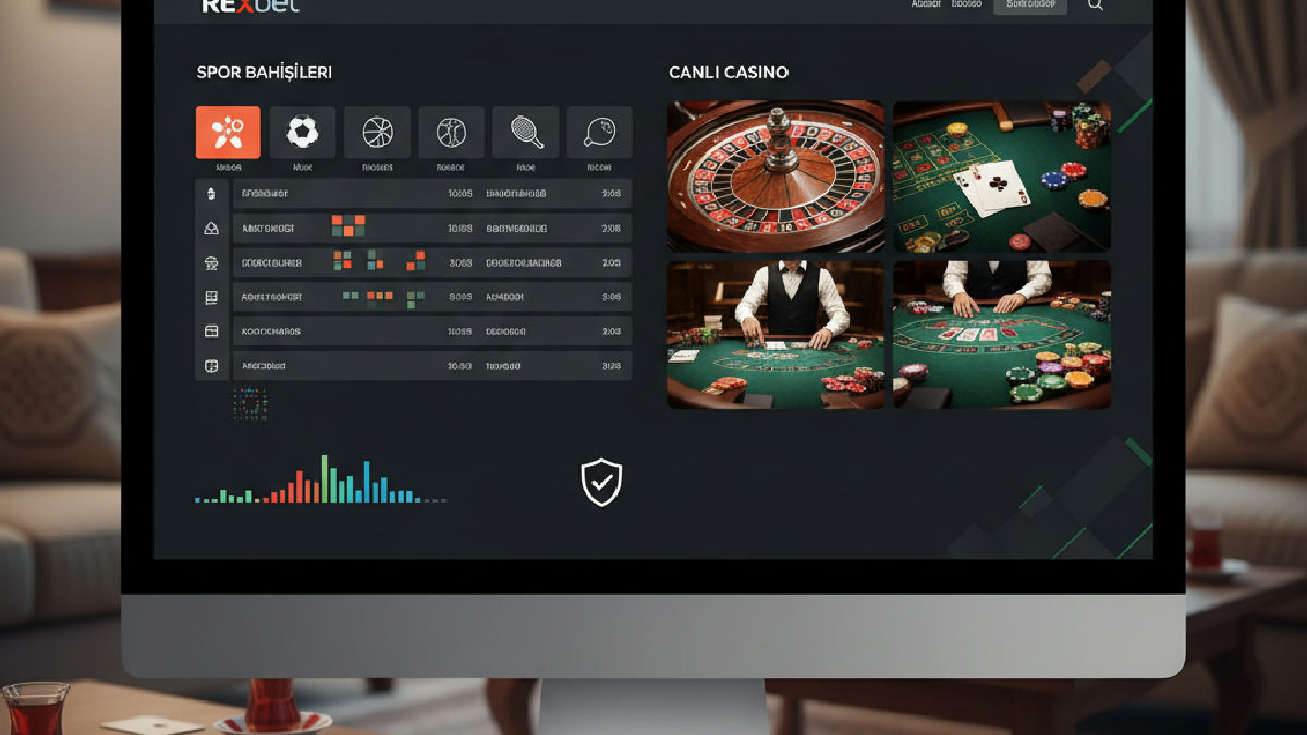 Rexbet oyun incelemeleri, spor bahisleri ve canlı casino seçeneklerini bir arada sunan ekran görüntüsü.